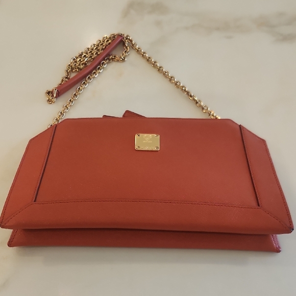 MCM Slim 3 Way Crossbody Bag Gold Chain. Gorgeous Coral Color! - Picture 2 of 12